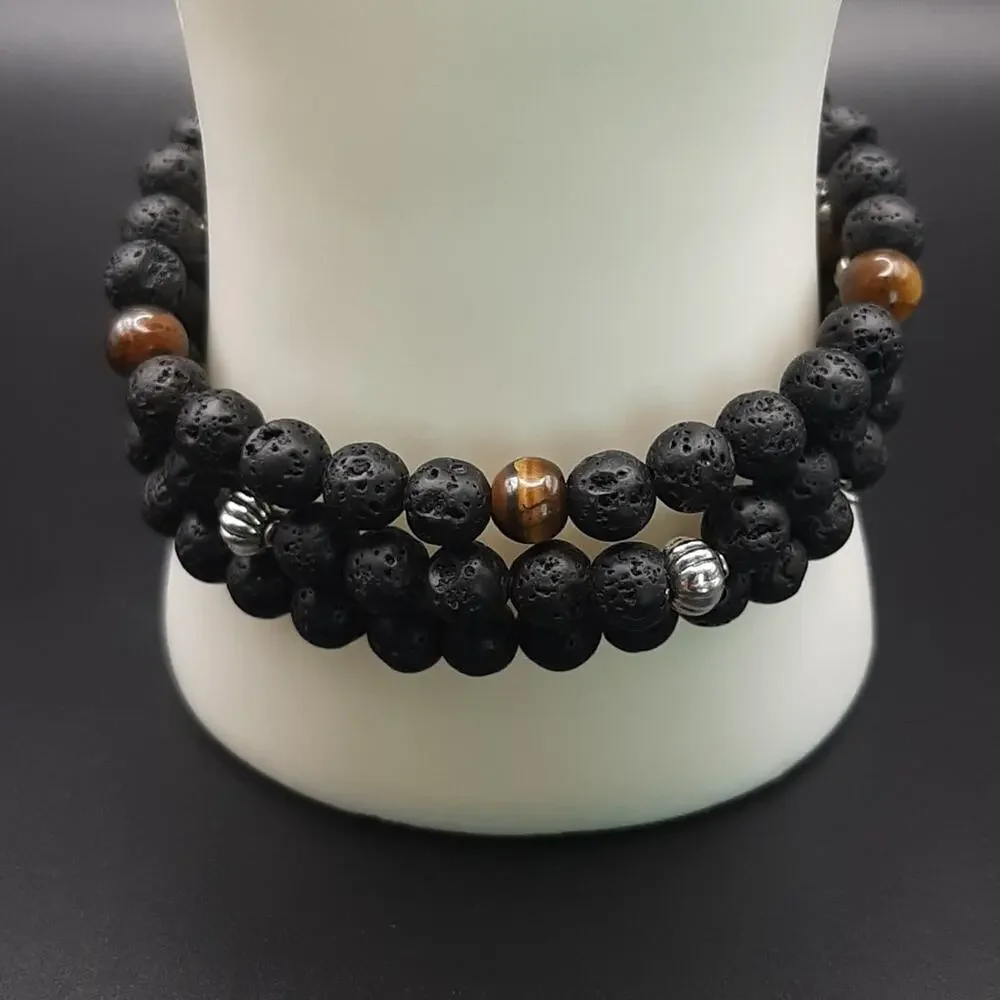 NWOT 4 Pack Jewelry Set Natural Stone Lava Agate Beaded Necklace Bracelets
